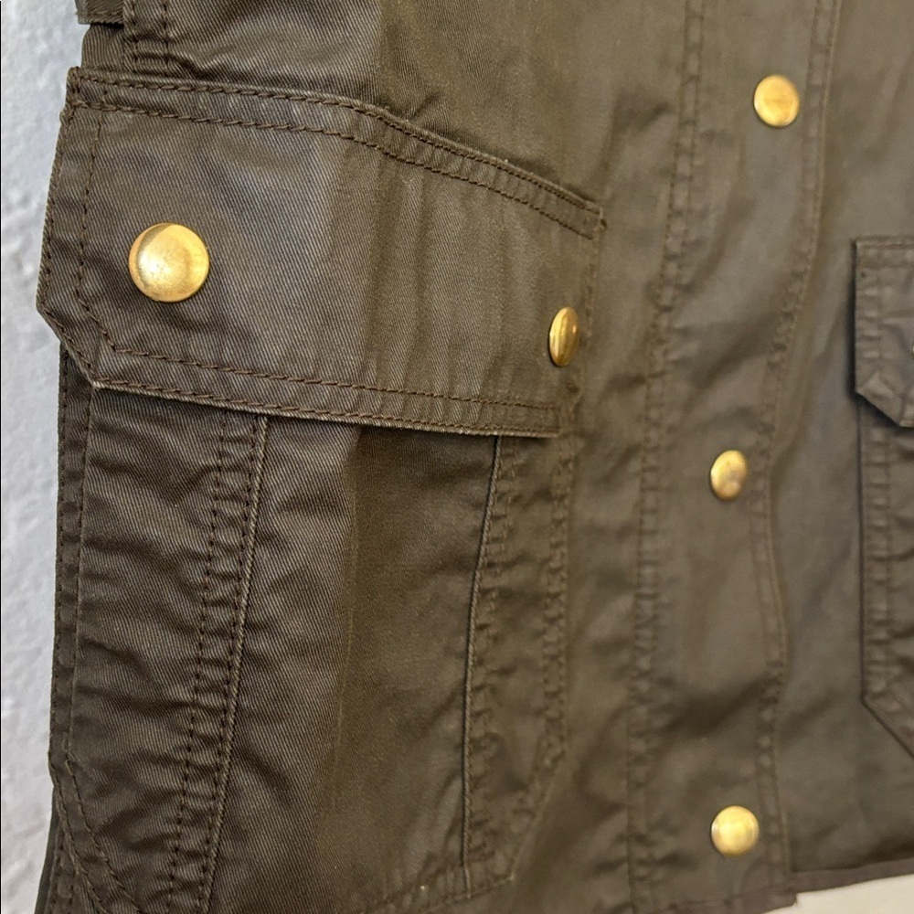 J. Crew Women's 100% cotton dark khaki Button zip front Utility Jacket M - Picture 4 of 11